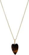 BY ADINA EDEN Natural Stone Elongated Heart Pendant Necklace
