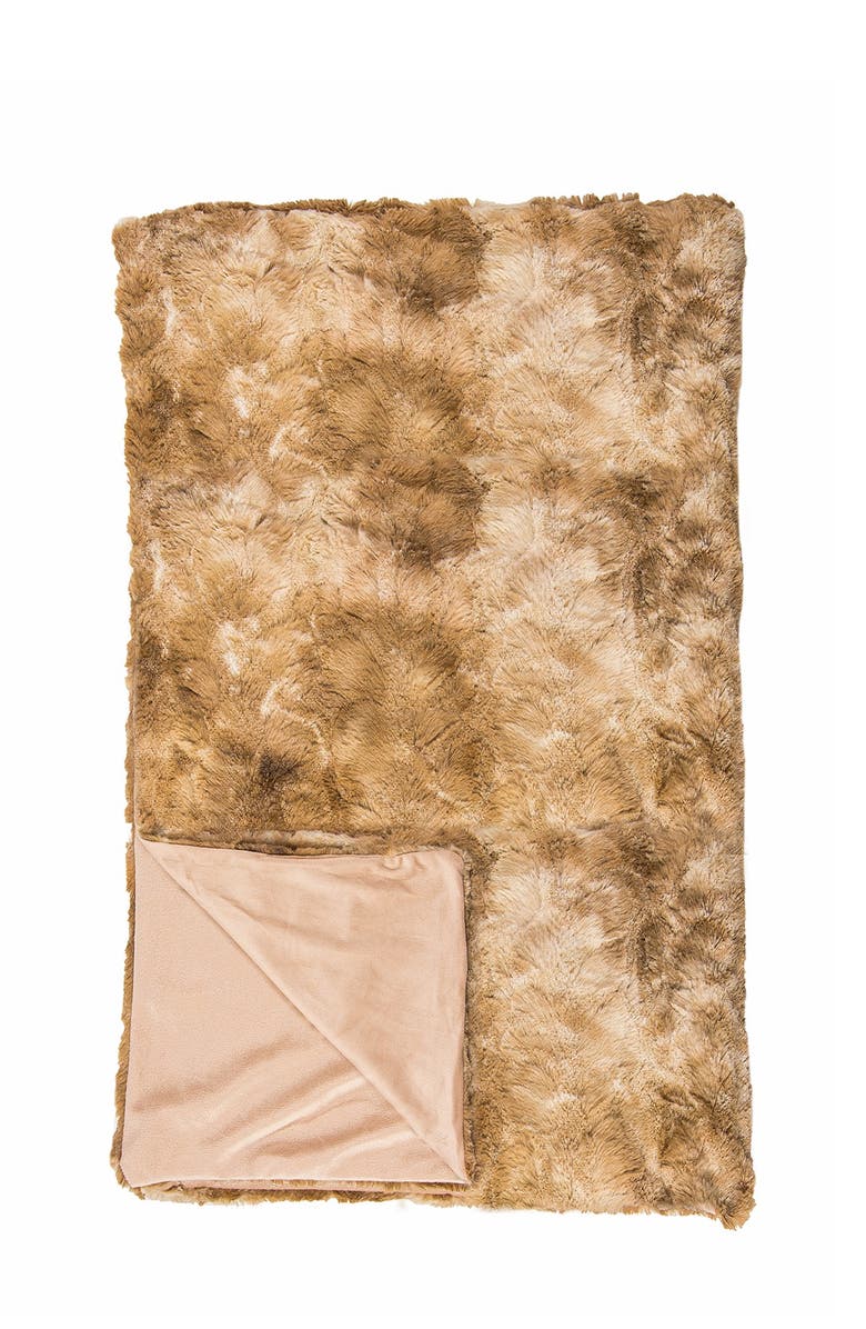 LUXE Naples Taupe Faux Fur Throw Blanket, Alternate, color, 