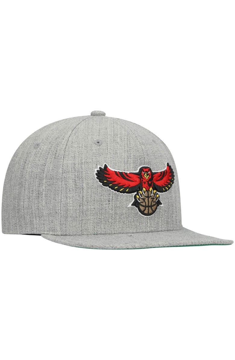 Mitchell & Ness Men's Mitchell & Ness Heathered Gray Atlanta Hawks Hardwood Classics Team 2.0 Snapback Hat, Alternate, color, Heather Gray