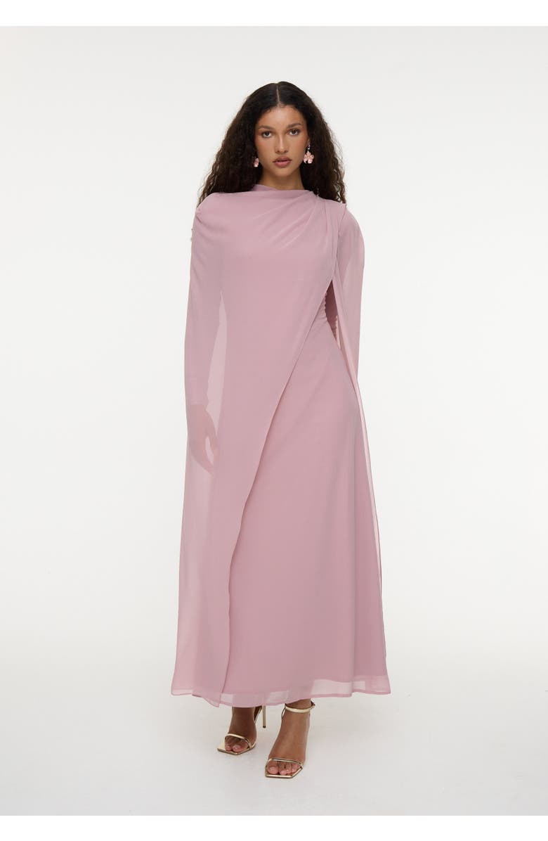 MARYISA Modest Chiffon Dress Maxi, Main, color, Frosted Pink