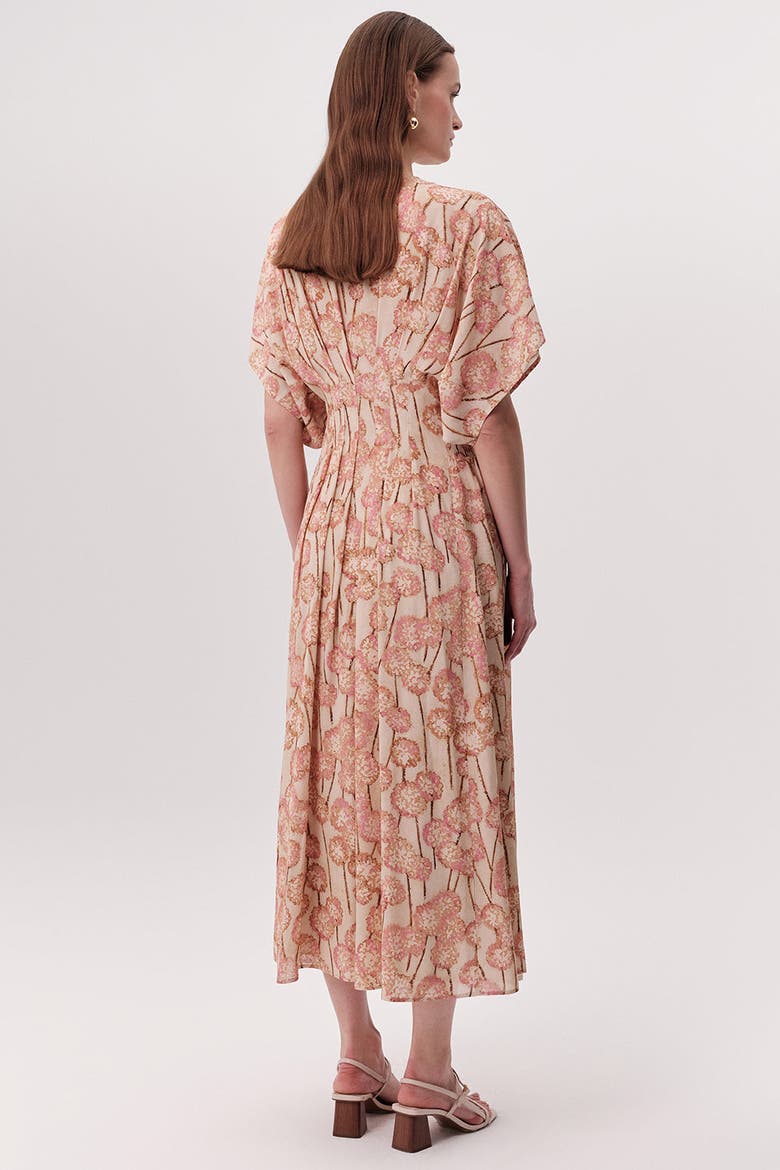 Mattie V Neck Smocked Waist Floral Midi Dress, Alternate, color, MULTI COLOR
