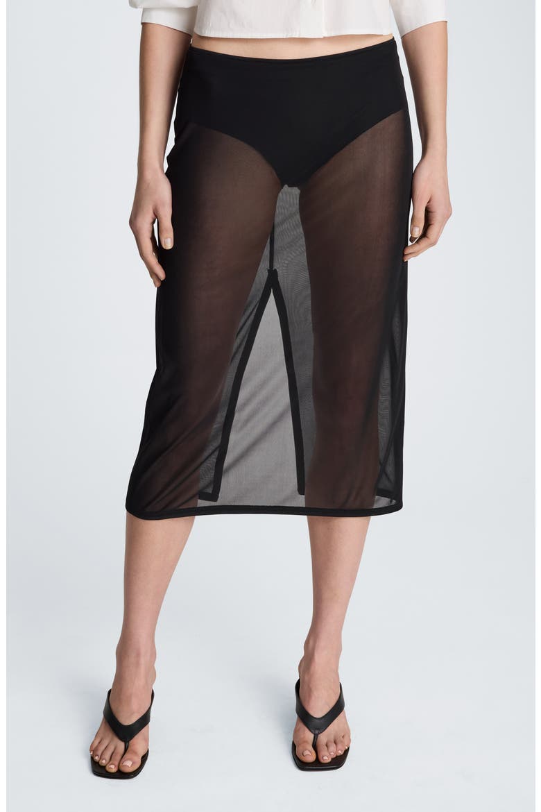 Mesh Midi Skirt, Main, color, BLACK