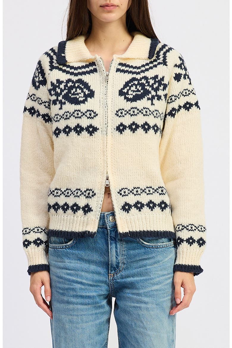 Remi Fair Isle Cardigan, Main, color, OFF WHITE NAVY