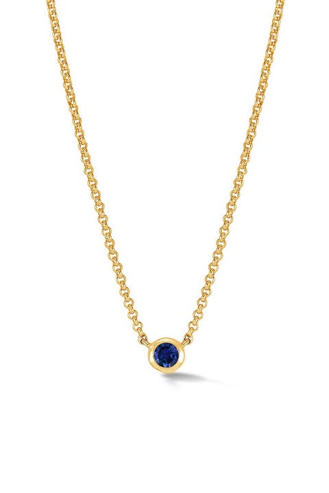 Blue Sapphire Round Dewdrop Pendant