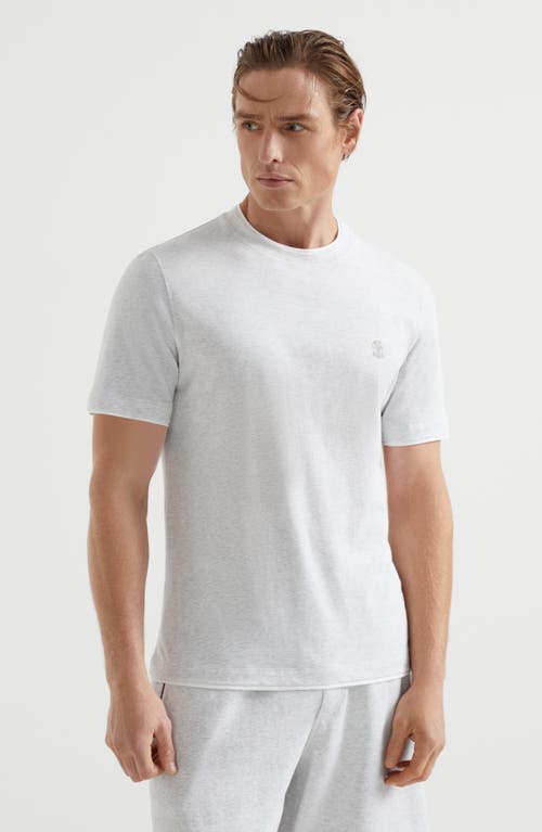 Brunello Cucinelli Logo-embroidered Cotton T-shirt In Light Grey