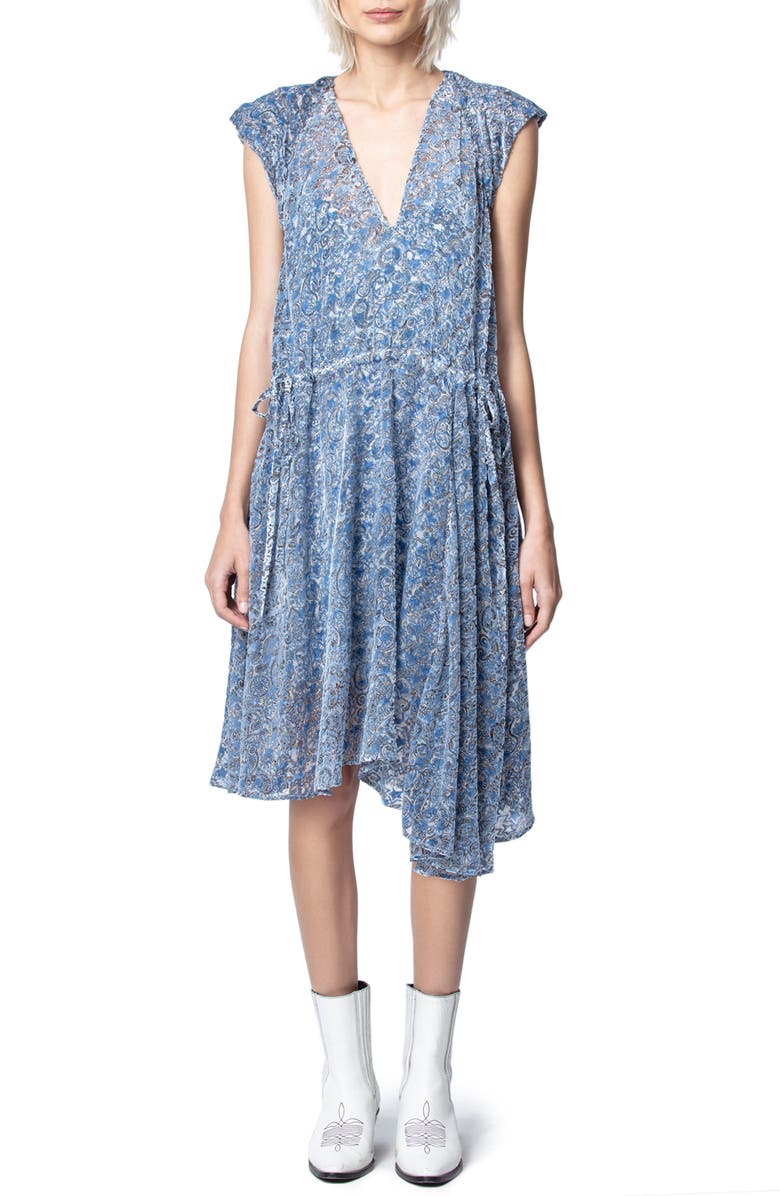 Zadig & Voltaire Rozane Burnout Velvet Dress, Main, color,