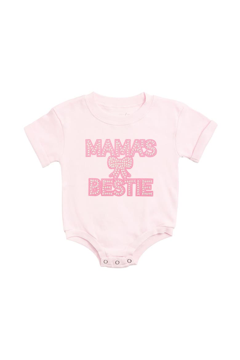 Mama's Bestie Pearl Patch Short Sleeve Romper, Main, color, Ballet Pink