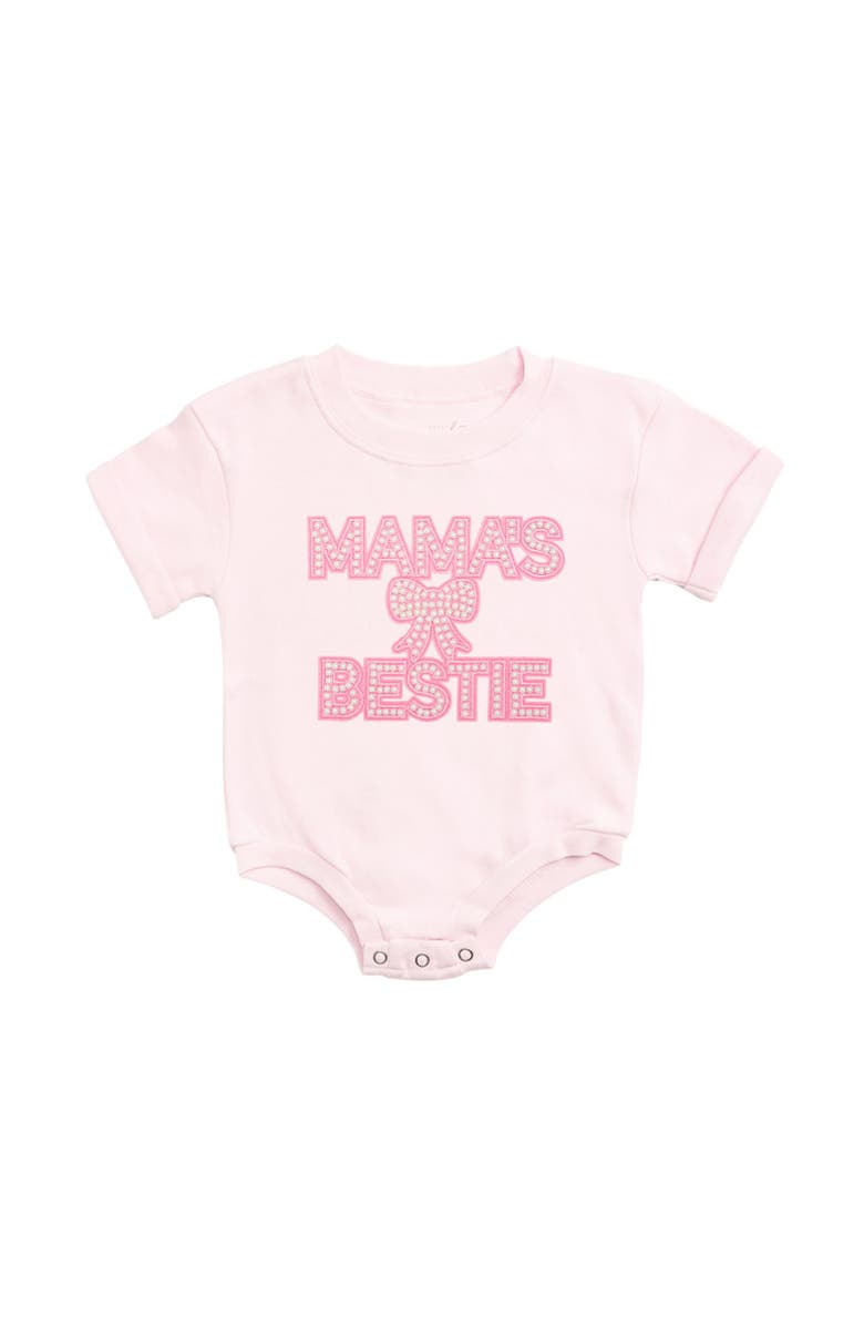 Sweet Wink Mama's Bestie Pearl Patch Short Sleeve Romper, Main, color, Ballet Pink