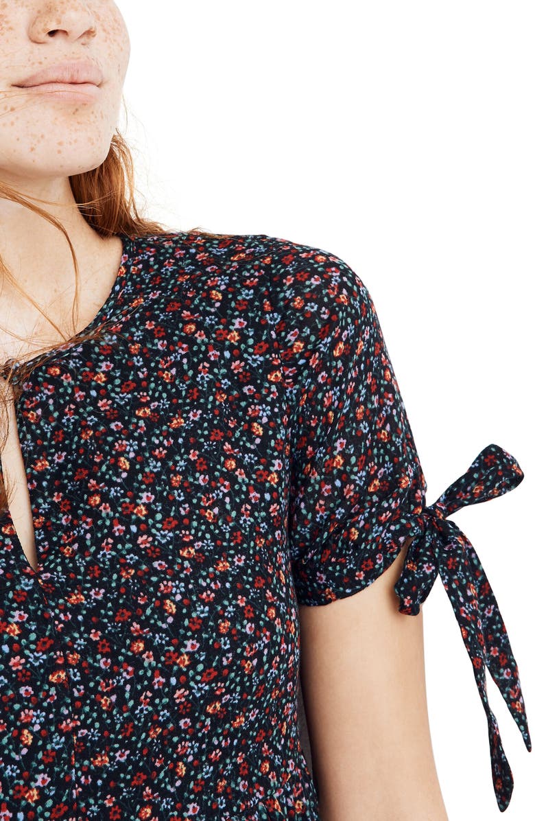 Madewell Fieldwalk Floral Tie Sleeve Tiered Midi Dress, Alternate, color,
