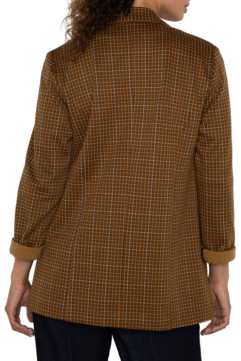Check Knit Boyfriend Blazer, Alternate, color, JASPER BROWN PLAID