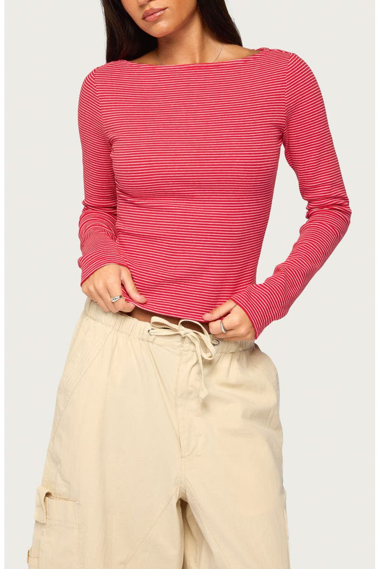 Loria Striped Boat Neck Top, Main, color, RED-AND-WHITE
