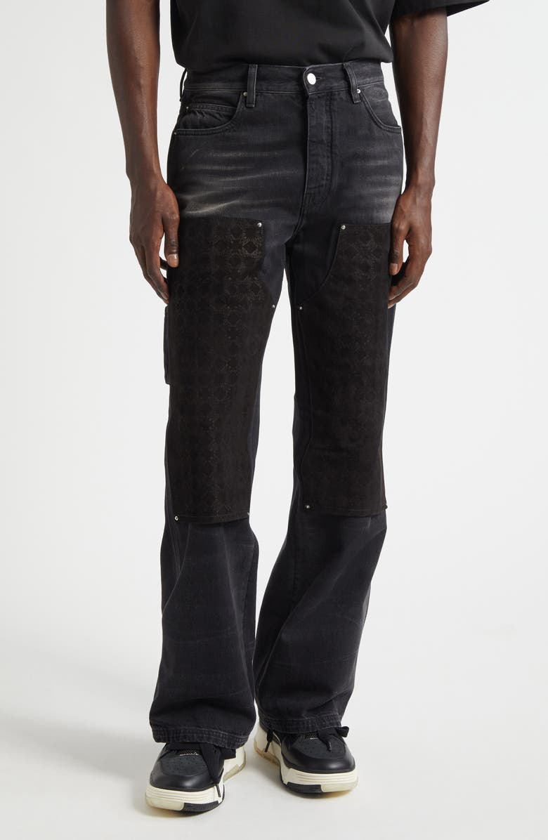 AMIRI MA Quad Suede Panel Carpenter Jeans, Main, color, Faded Black