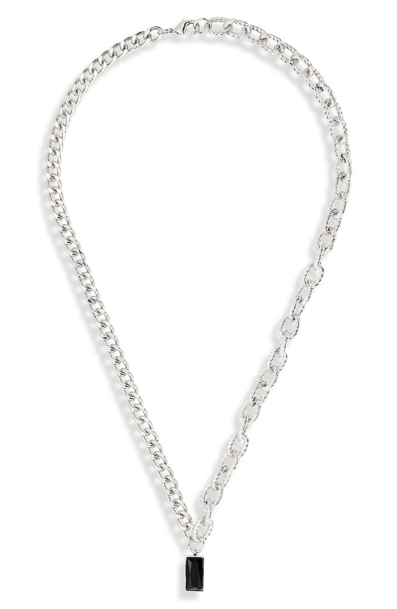 Stephan & Co. Men's Faceted Pendant Necklace, Main, color, Rhodium