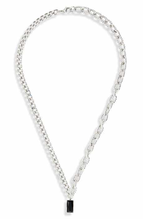 Stephan & Co. Men's Faceted Pendant Necklace