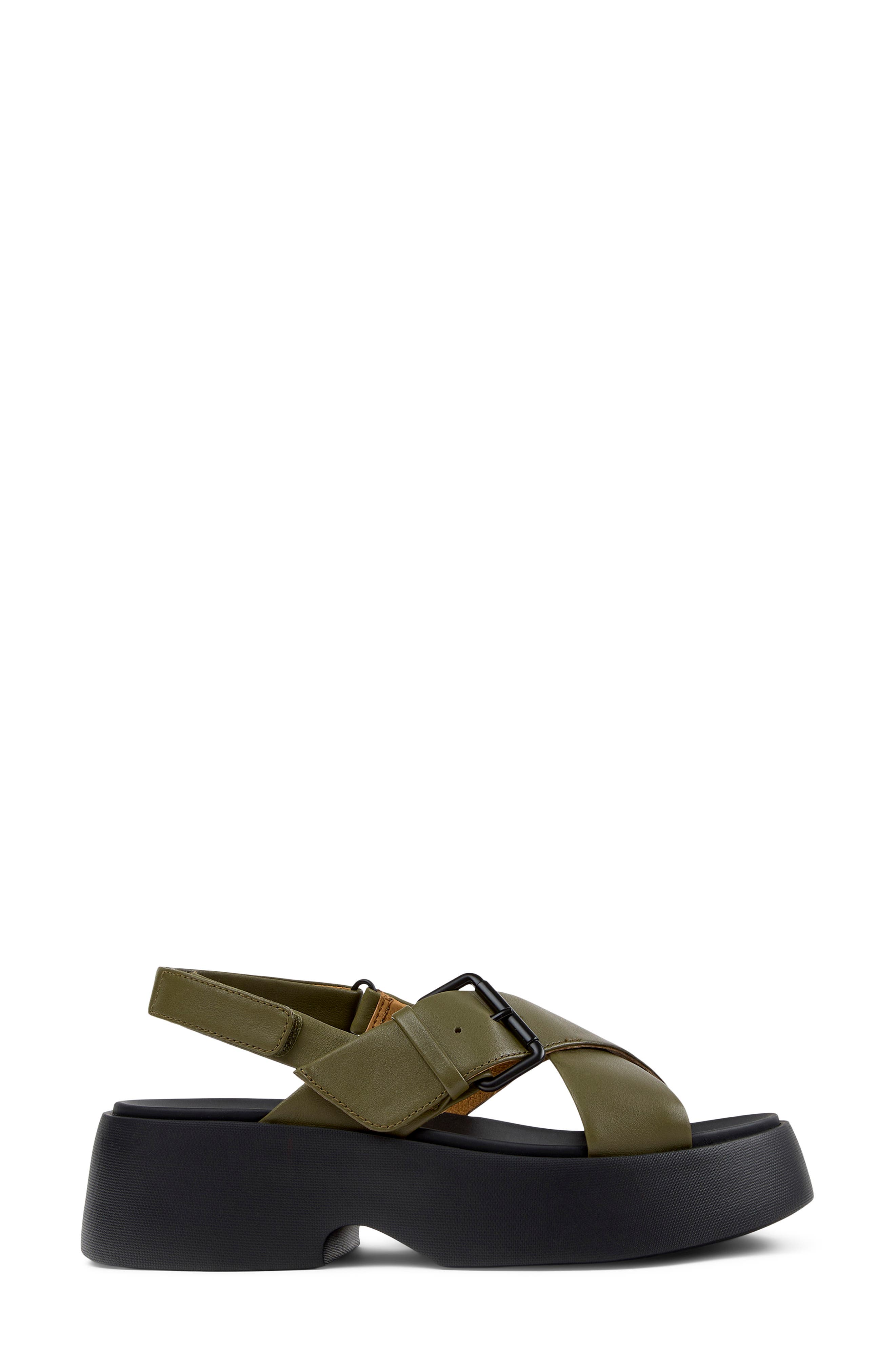 Camper Tasha X-Strap Platform Sandal, Alternate, color, Dark Green