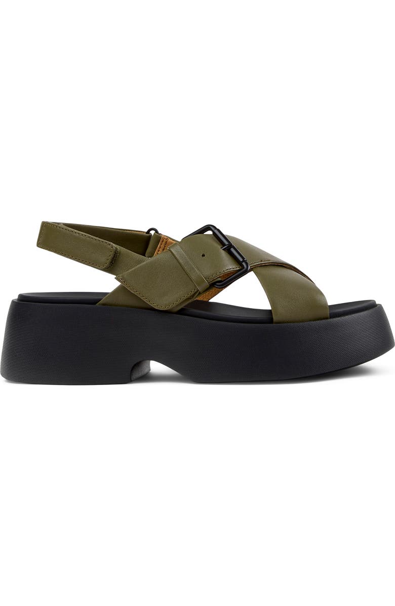 Camper Tasha X-Strap Platform Sandal, Alternate, color, Dark Green