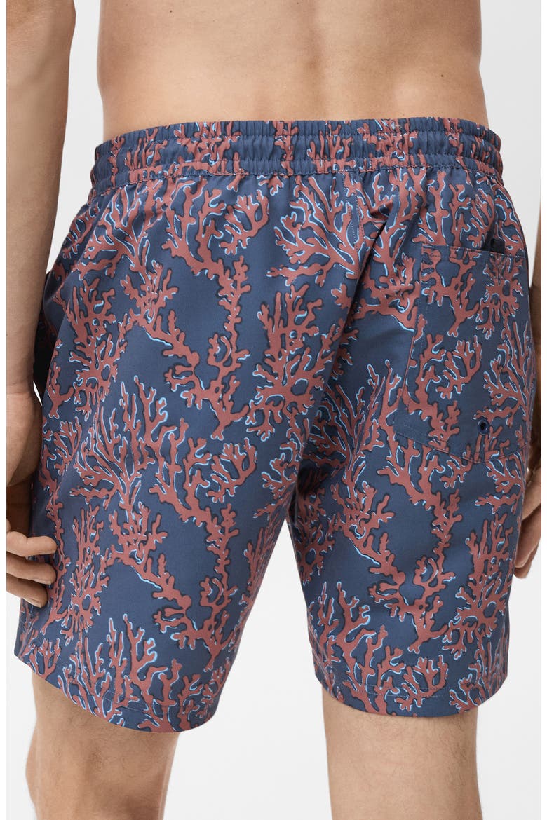 Coral Print Swim Trunks, Alternate, color, CORAL RED