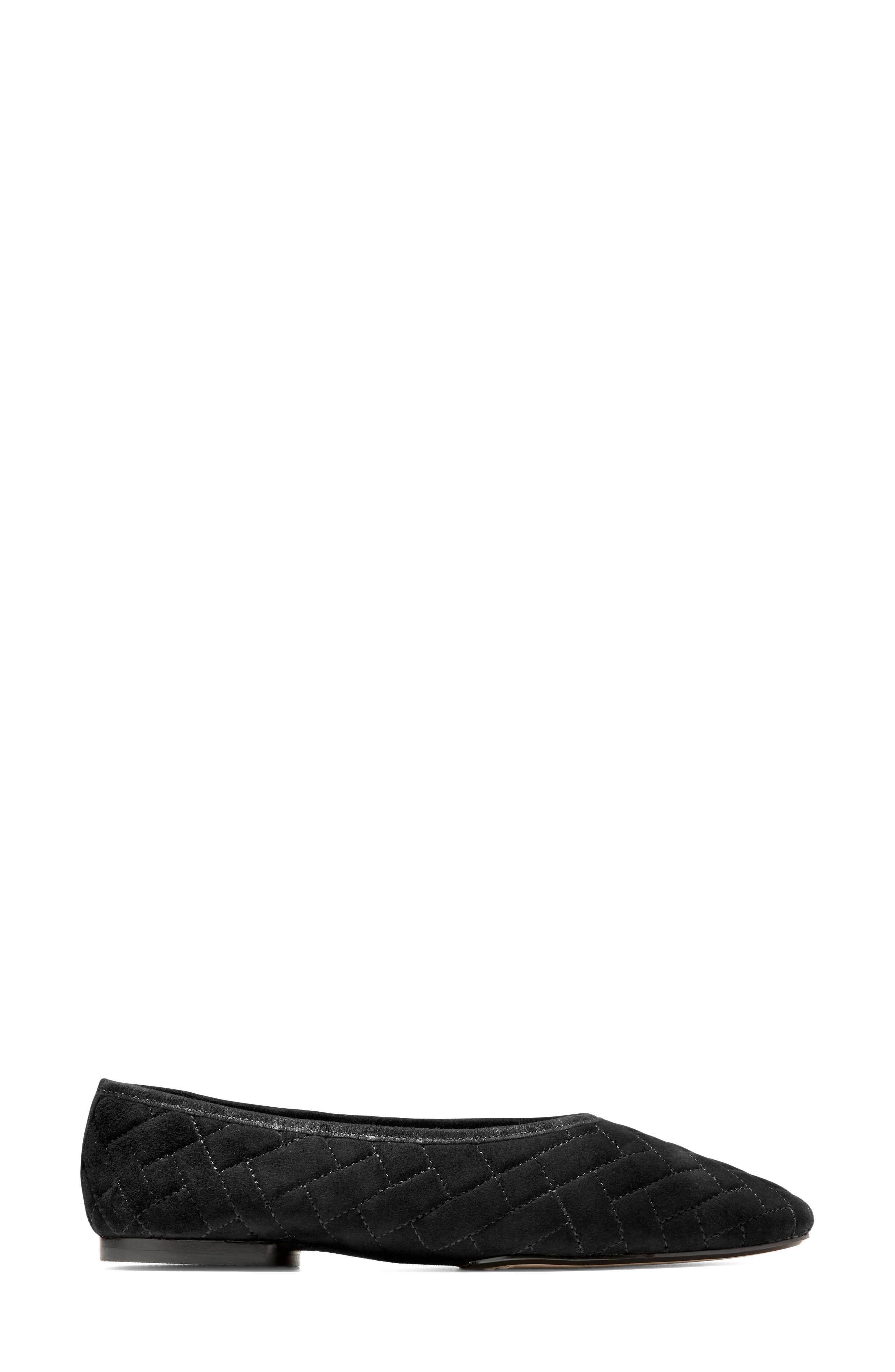 Cole Haan Jasleen Quilted Ballet Flat, Alternate, color, Black Quilted Suede