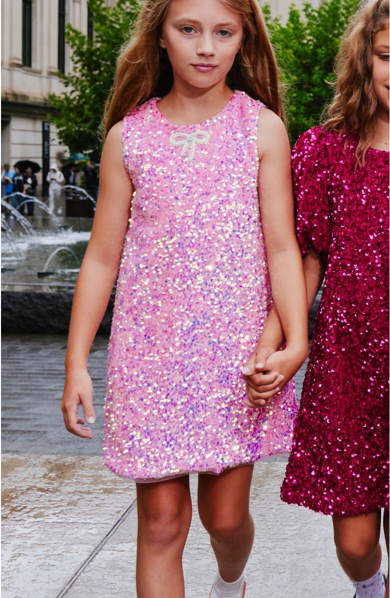 Lola + The Boys Shimmer Bow Dress, Alternate, color,