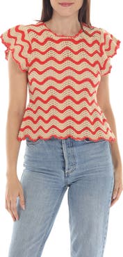 RAIN AND ROSE Zigzag Crochet Top