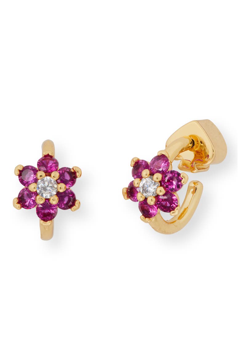 myosotis flower huggie earrings, Main, color, PINK