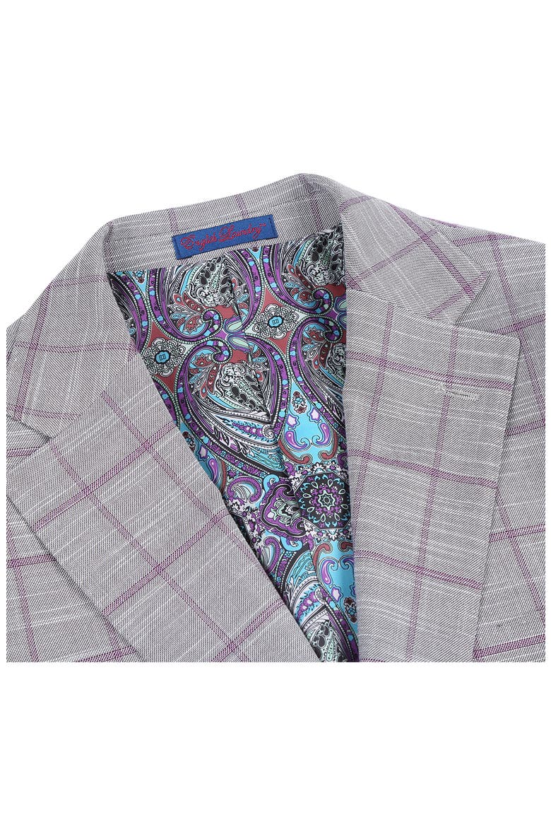 Plaid Trim Fit Two-Piece Suit, Alternate, color, GRAY