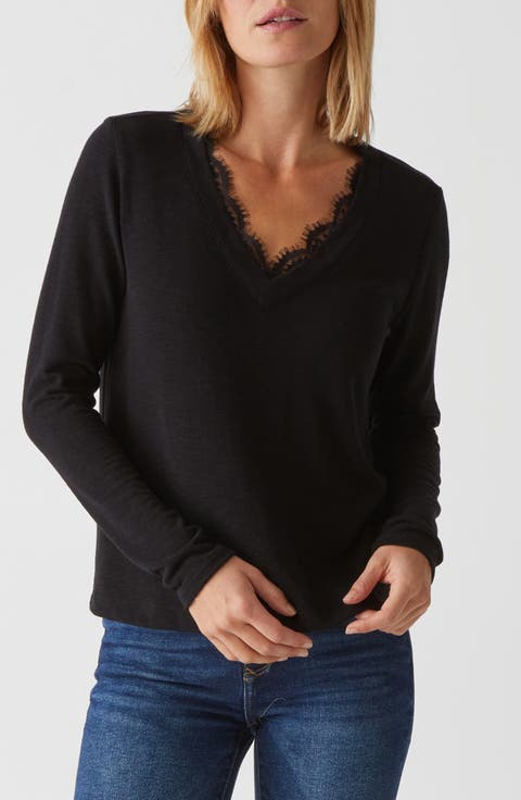 Bebe Lace Trim Relaxed Top