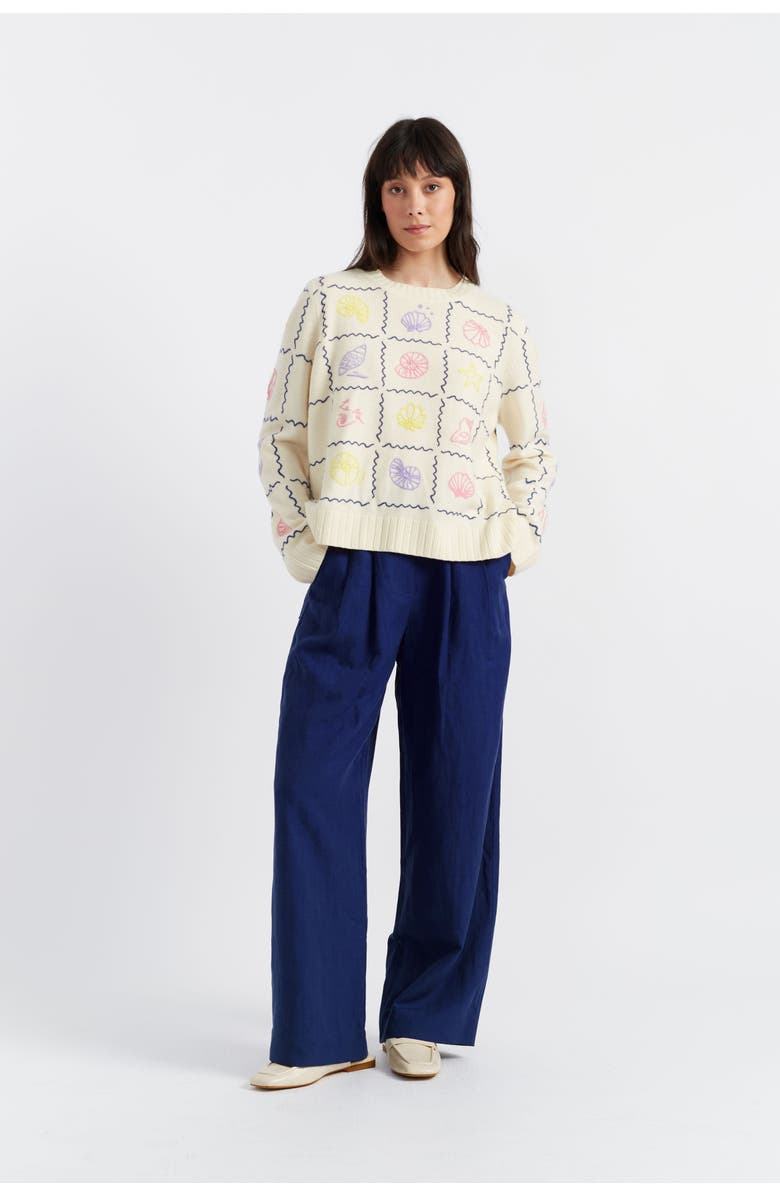 Chinti & Parker La Mer Hand Embroidered Wool Cashmere Sweater, Alternate, color, Cream