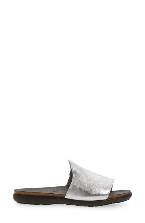 Naot Skylar Slide Sandal In Soft Silver Leather