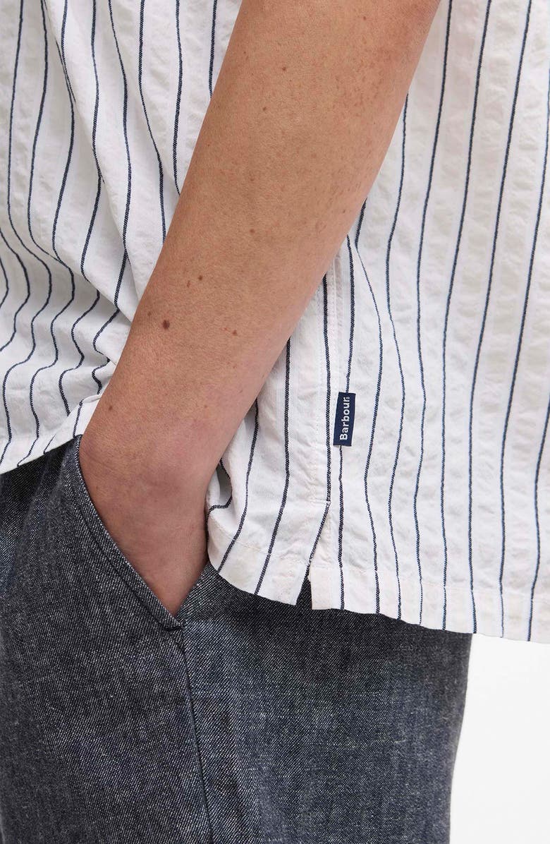 Barbour Park Pinstripe Cotton Seersucker Camp Shirt, Alternate, color, Whisper White