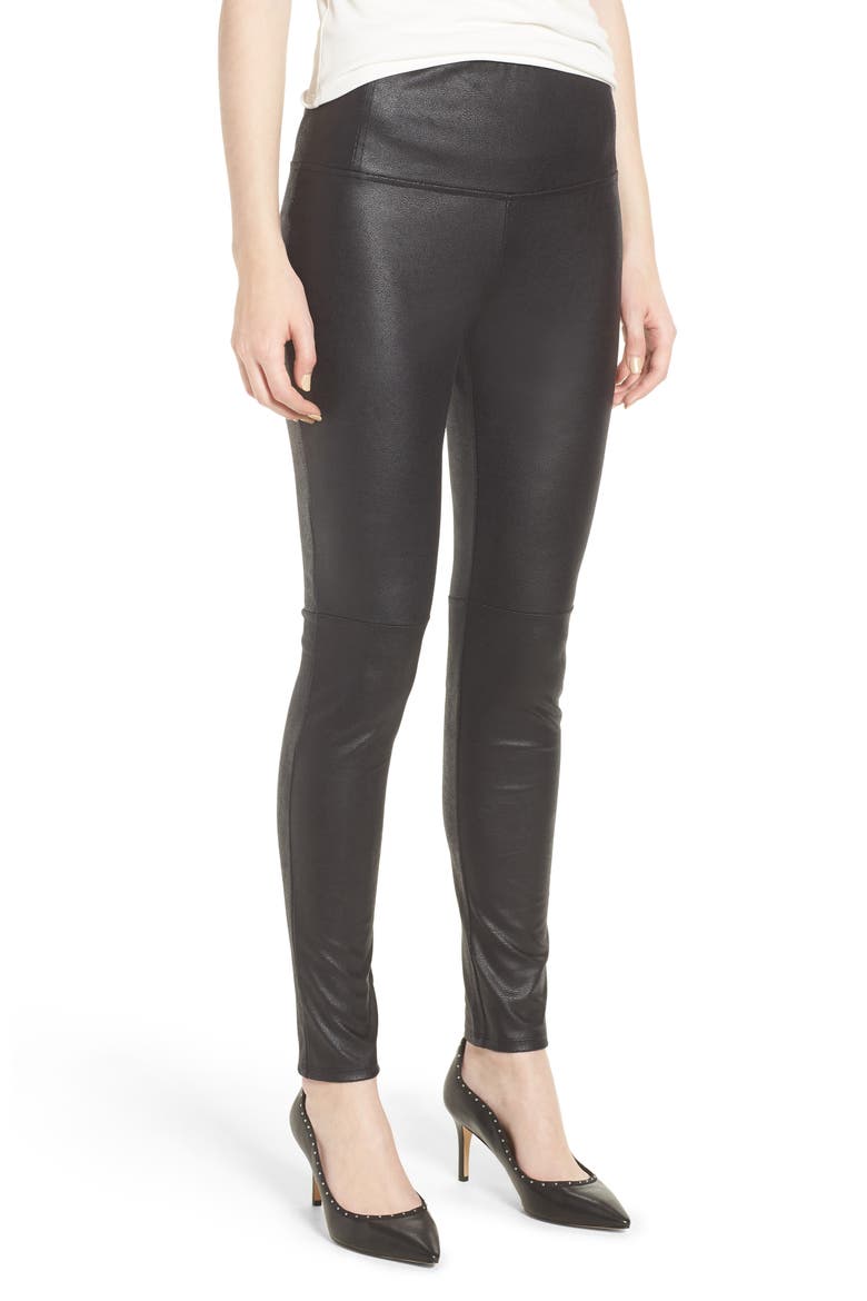 Wide Waist Biker Leggings, Main, color, BLACK CAVIAR