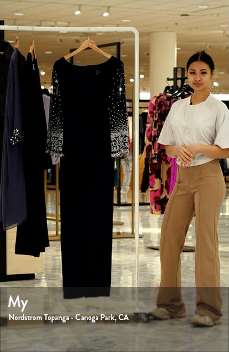 Long Sleeve Surplice Neck Evening Dress, sales video thumbnail