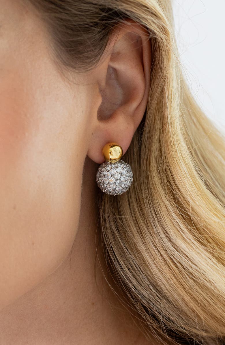 Jennifer Behr Ida Pavè Ball Earrings, Alternate, color, Crystal Antique Gold
