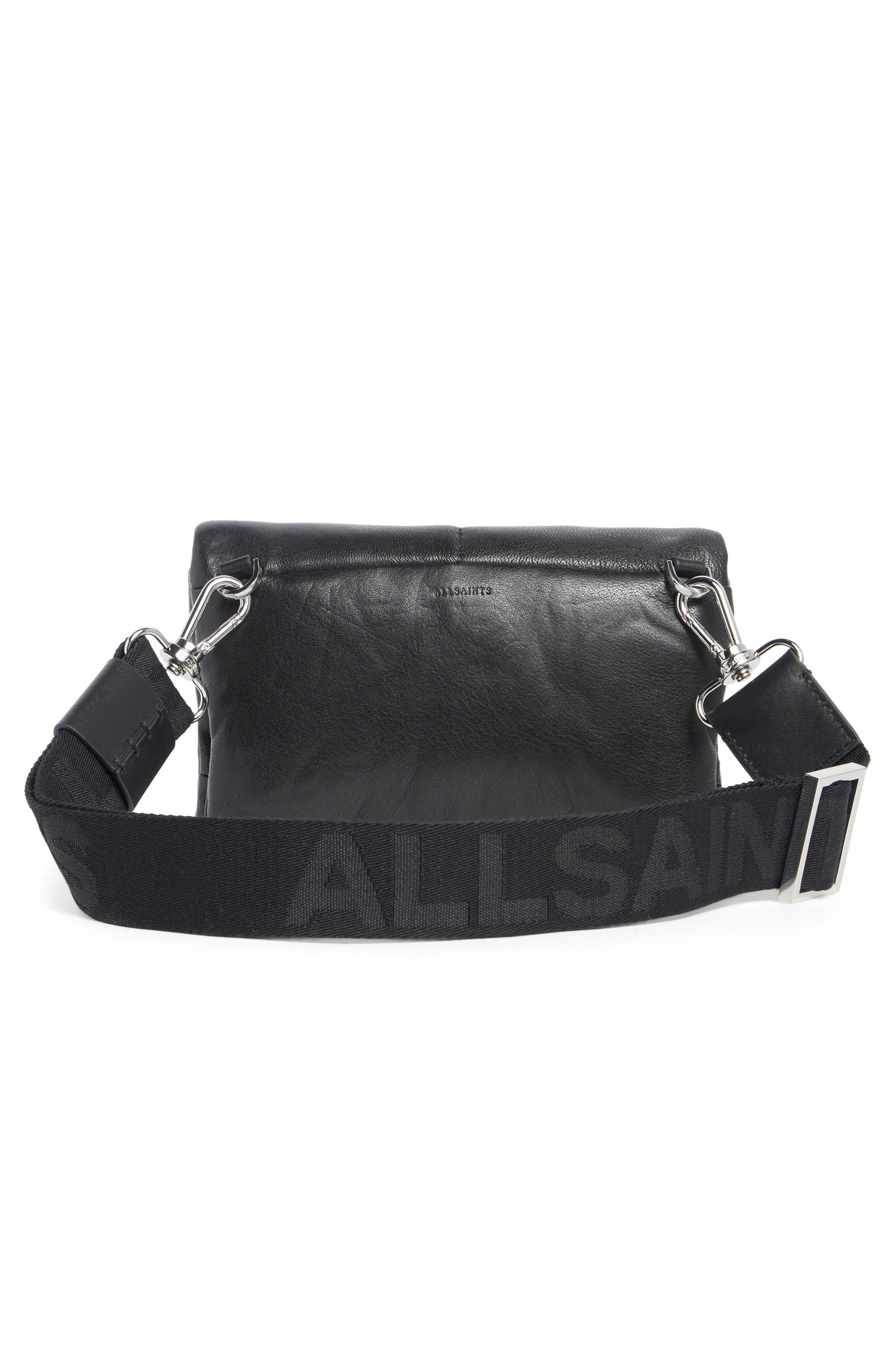 AllSaints Ezra Quilted Crossbody Bag, Alternate, color, Black