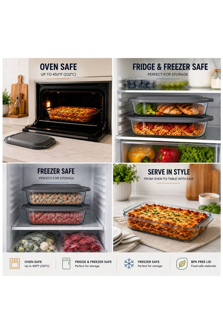 Rectangular Glass Baking Dish with Lid, Alternate, color, NO COLOR
