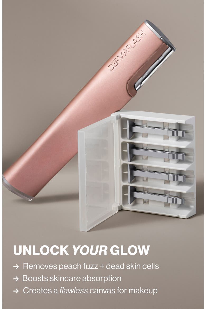 LUXE+ Advanced Sonic Dermaplaning & Peach Fuzz Removal Set $199 Value, Alternate, color, ROSE GOLD