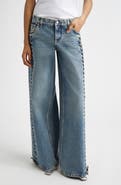 Stella McCartney Lacing Denim Wide Leg Jeans