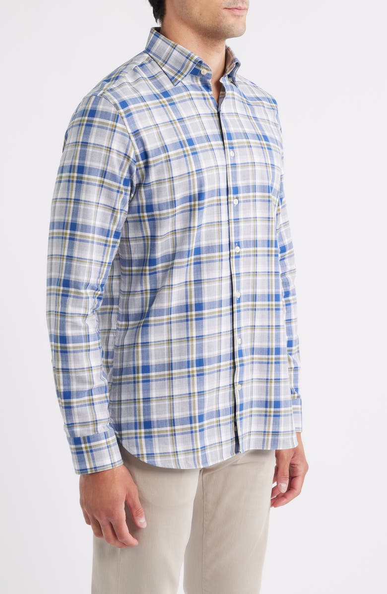 johnnie-O Loudon Plaid Top Shelf Cotton Herringbone Button-Up Shirt, Alternate, color, Light Gray