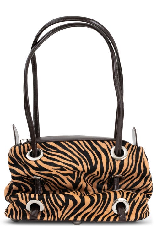 Jeffrey Campbell Chessy Convertible Genuine Calf Hair Shoulder Bag In Tan Black Zebra