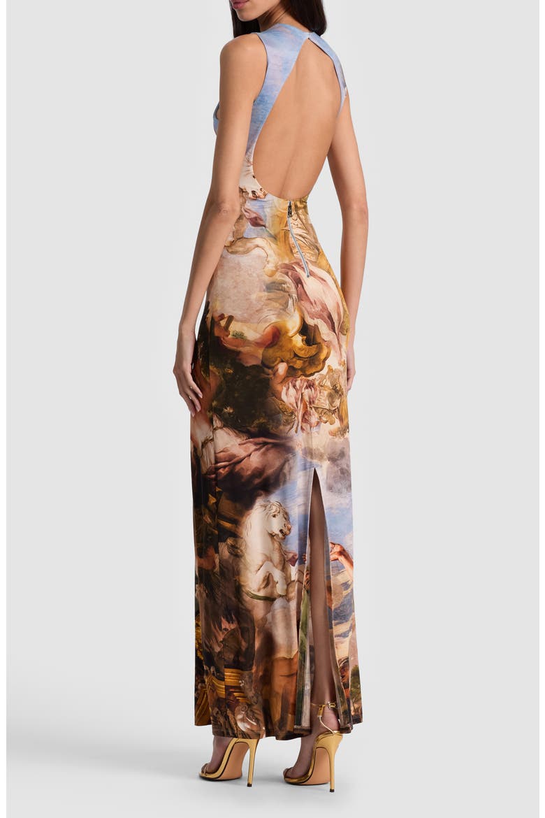 alice and olivia long dress AUGUSTA OPEN BACK MAXI DRESS in BLACK