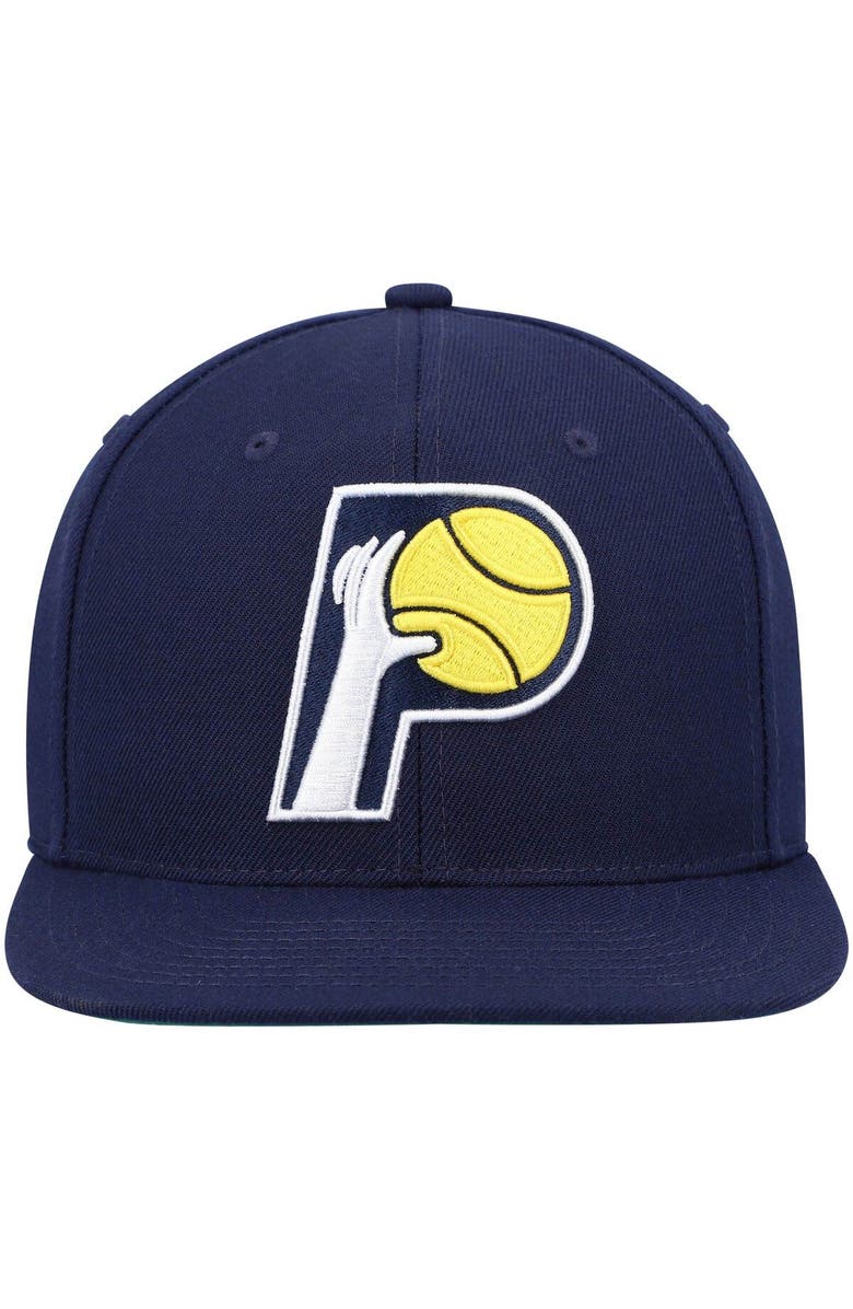 Mitchell & Ness Men's Mitchell & Ness Navy Indiana Pacers Hardwood Classics Team Ground 2.0 Snapback Hat, Alternate, color, 