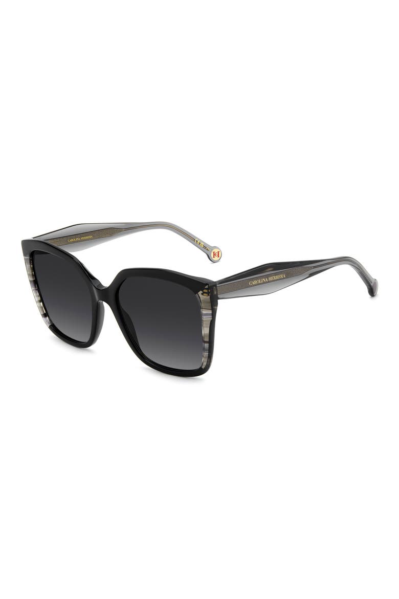 Her 57mm Gradient Square Geometric Sunglasses, Alternate, color, BLACK/ DARK GREY