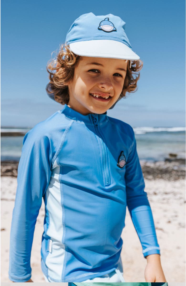 Roarsome Quarter Zip Long Sleeve Rash Guard Little Kids & Big Kids, Alternate, color, Medium Blue