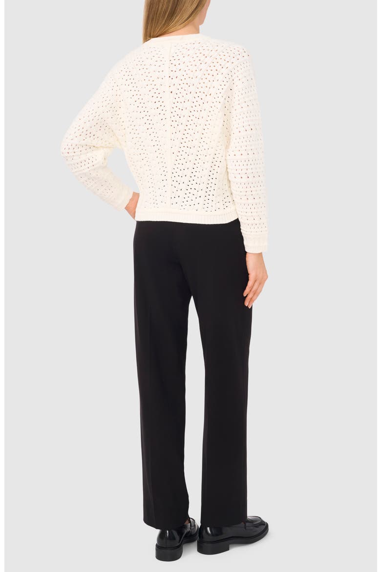 Pointelle Crewneck Sweater, Alternate, color, ANTIQUE WHITE