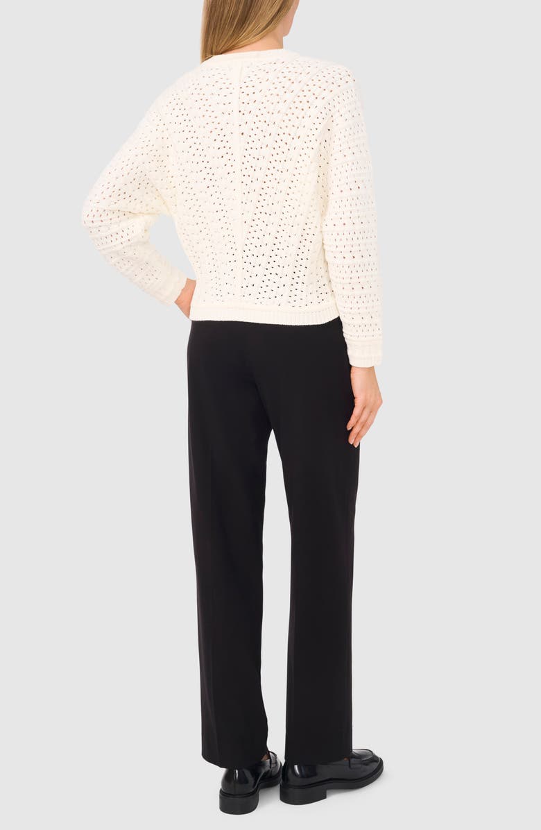 Halogen<sup>®</sup> Pointelle Crewneck Sweater, Alternate, color, Antique White