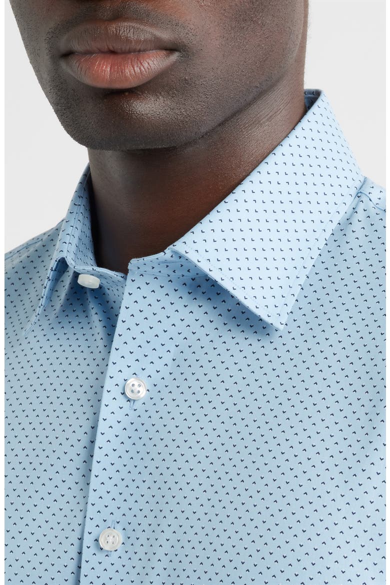 Trim Fit Geometric Print Premium Cotton Blend Twill Dress Shirt, Alternate, color, BLUE LORENZO GEO