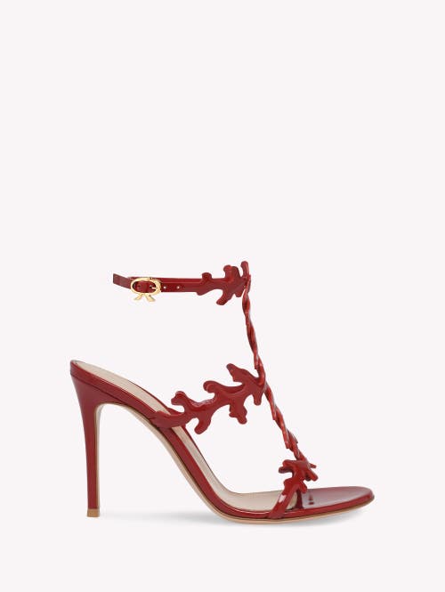 Gianvito Rossi Red Cut-out Ankle-strap Heels In Burgundy