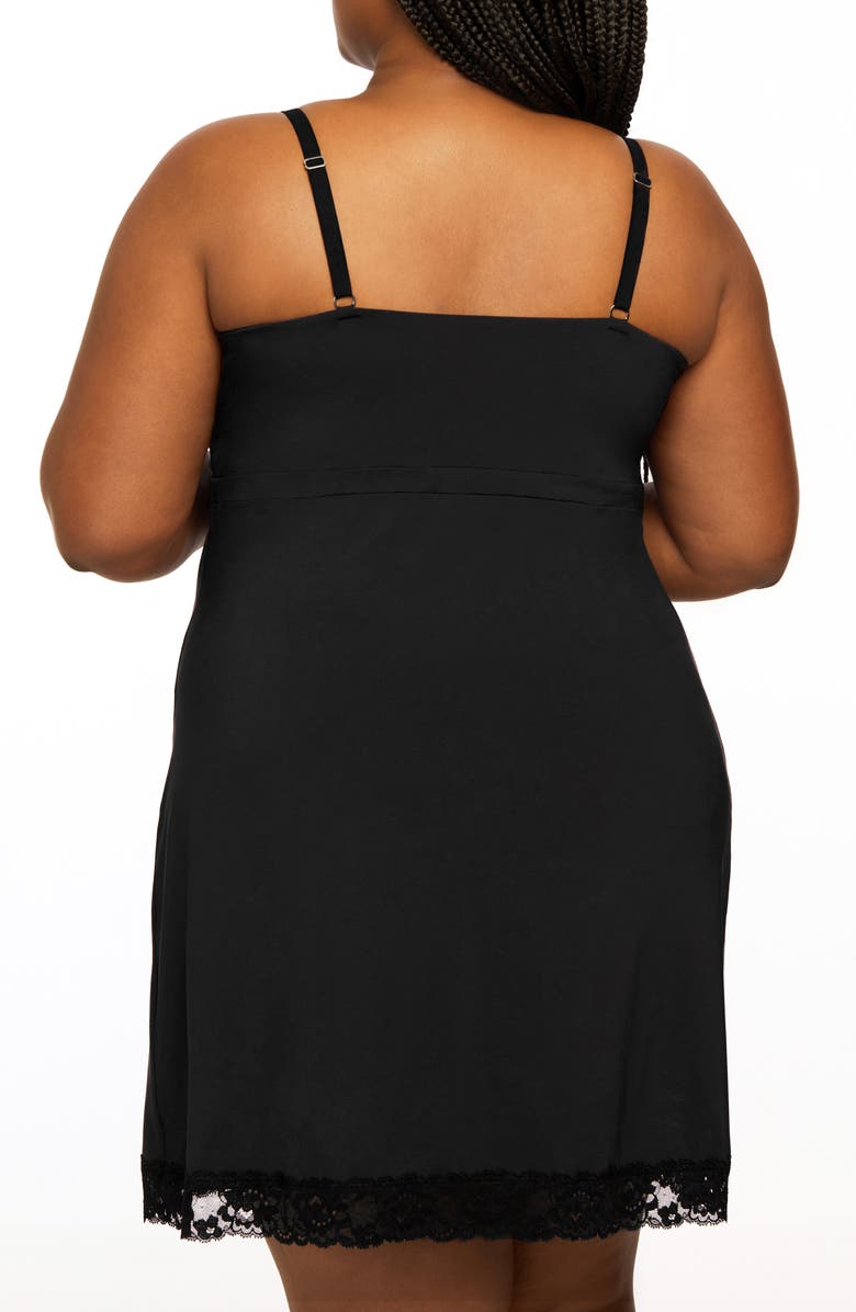 Montelle Intimates Prosthesis Lace Trim Chemise, Alternate, color, Black