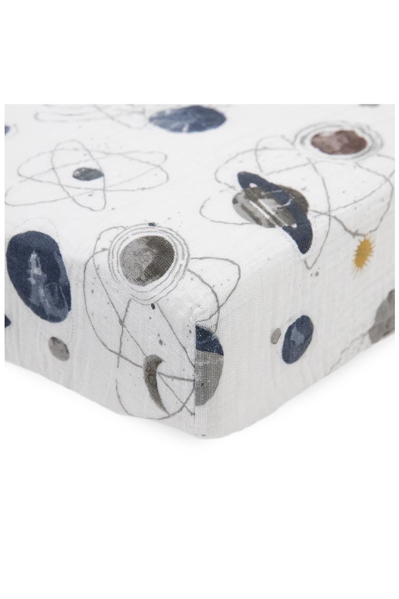 Cotton Muslin Crib Sheet, Main, color, PLANETARY