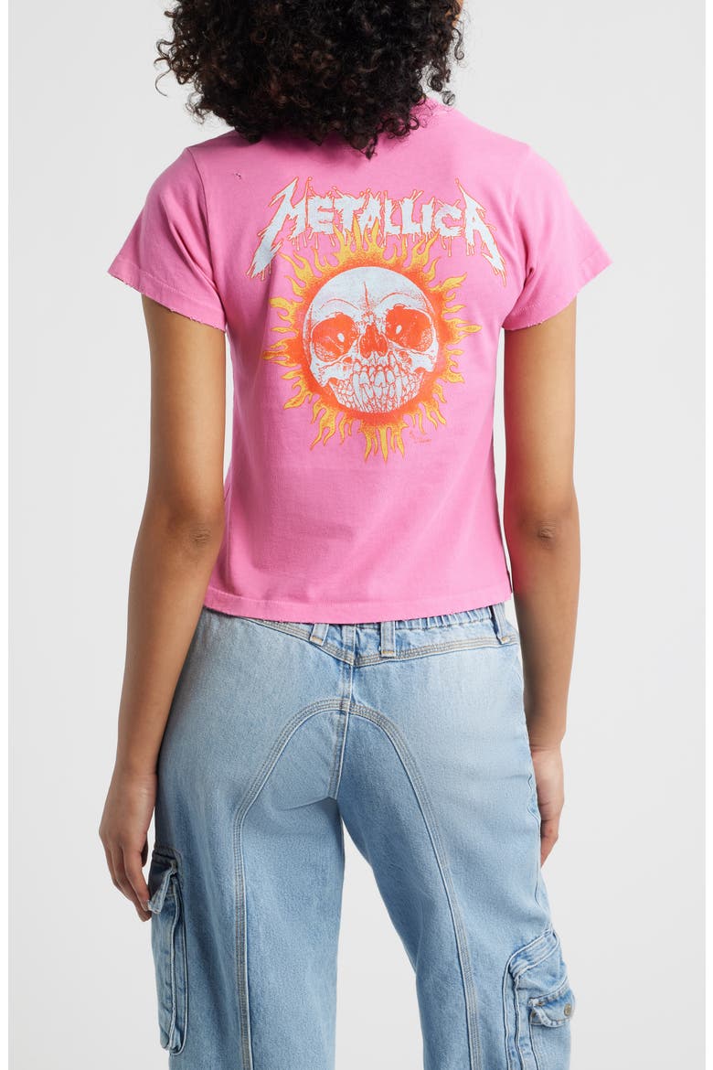 Metallica Flaming Sun Cotton Graphic T-Shirt ETALLICA FLAMING SUN VINTAGE, Alternate, color, CLASSIC PINK